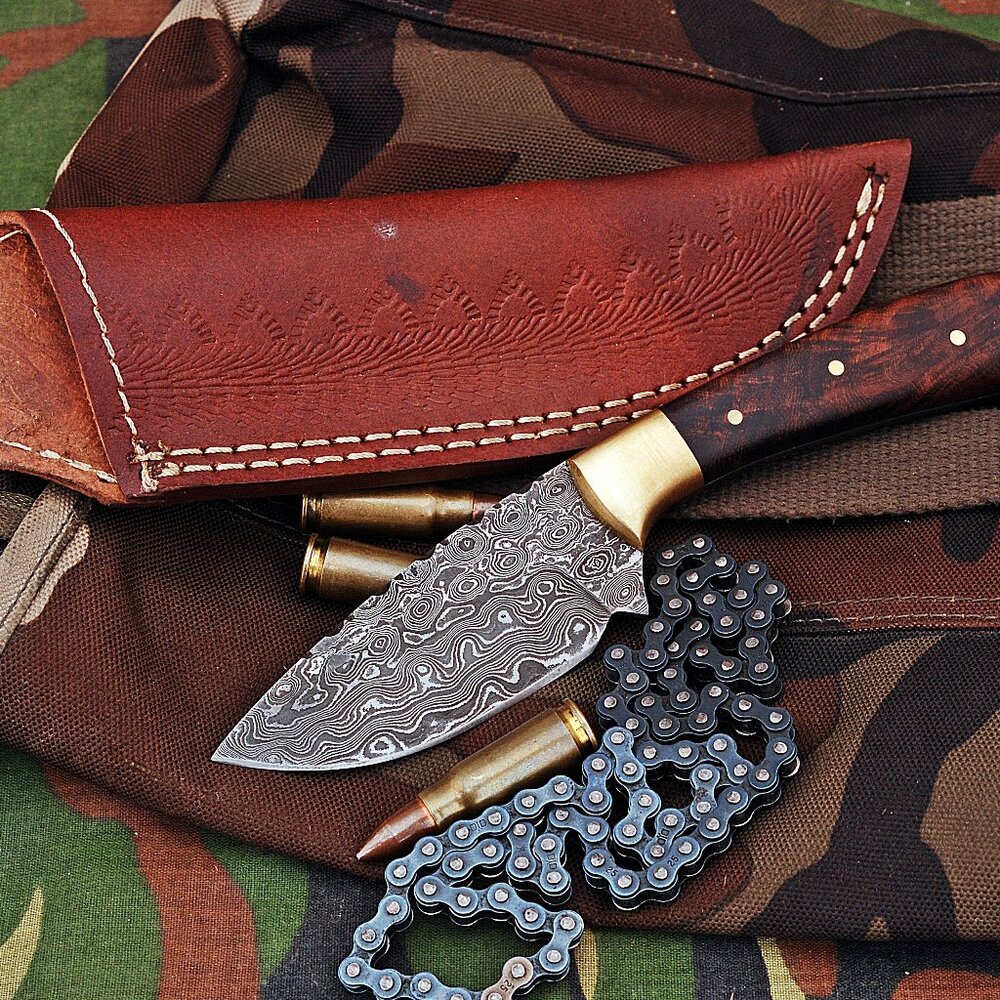 Damascus Kitchen Handmade Knife with Rain Drop Pattern & Rose wood Handle NEW